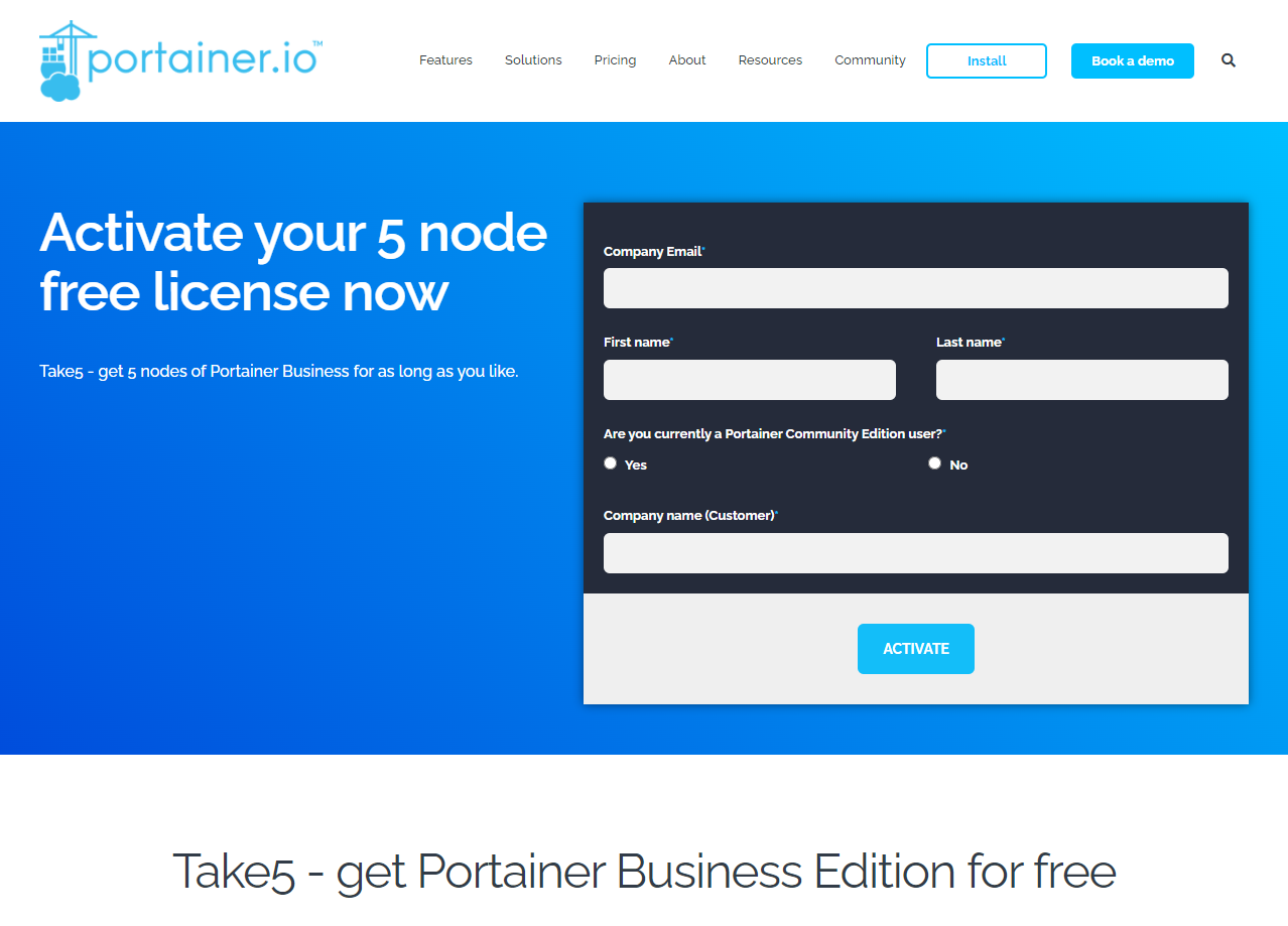 Portainer Buisness Edition for Free